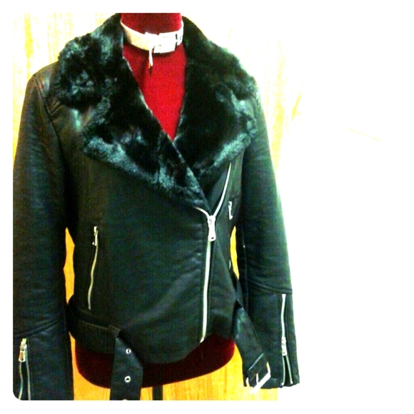 Forever 21 Jackets & Blazers - f21 fur Moto Jacket (M)